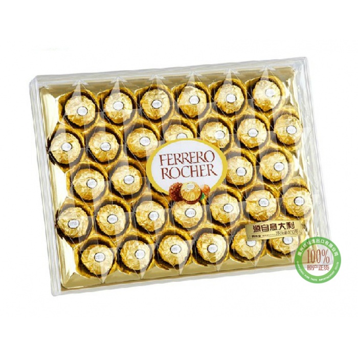 费列罗中文版榛果威化巧克力礼盒（金莎T32粒）400g*4盒/件
