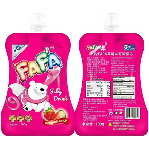 FAFA草莓味可吸果冻100g*50包/...