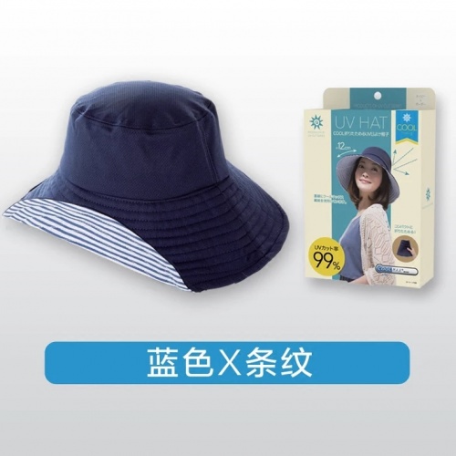 日本丽意姿UVCUT防晒帽（蓝色+条纹）...