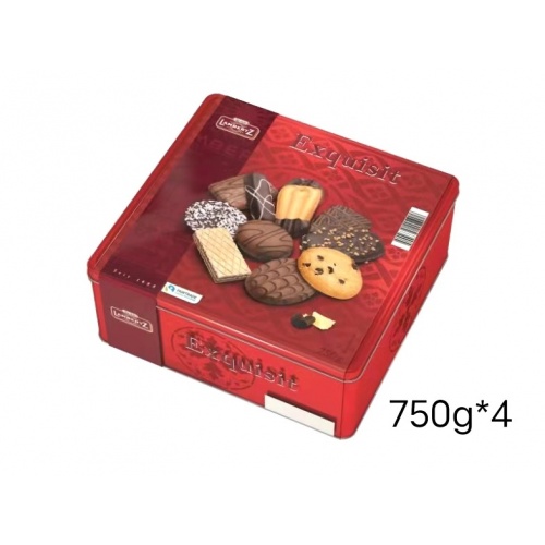 德国伦巴兹精选饼干节庆礼盒（红色、金色混装）750g*4盒/件