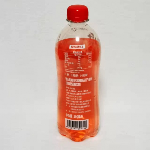 果乐吩粉色水蜜桃味苏打气泡水500ml*24瓶/件