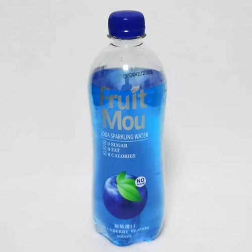 果乐吩蓝色蓝莓味苏打气泡水500ml*24瓶/件