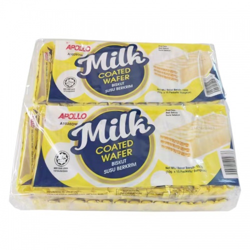 阿波罗卡士牛奶威化饼干(10g*15*4)600g*10包/件
