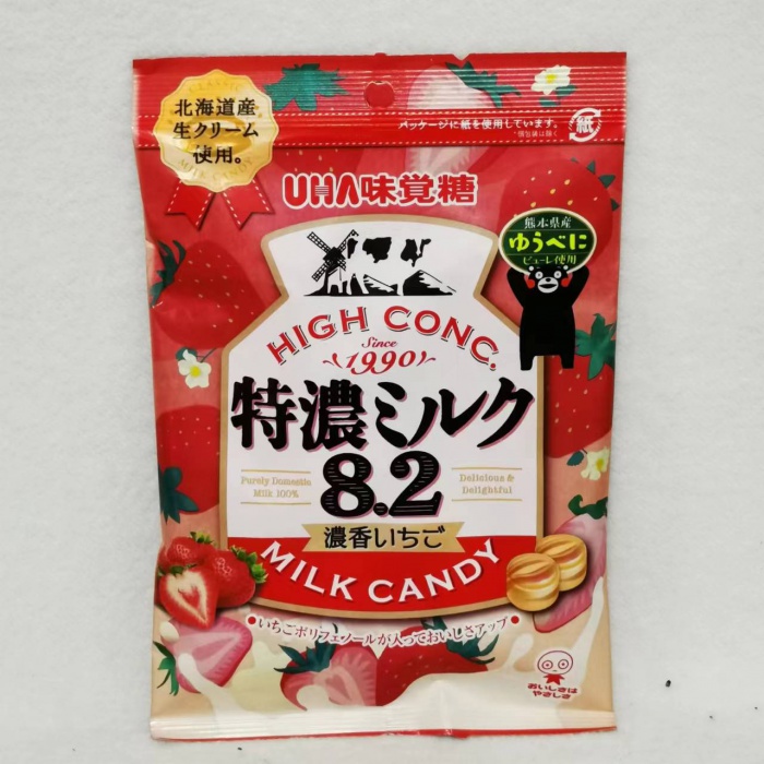 UHA味觉糖特浓8.2草莓味牛奶糖72g*12包/组