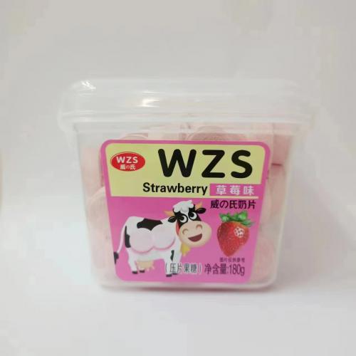 WZS(威＆氏)草莓味奶片糖180g*20盒/件