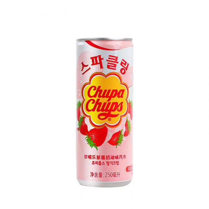 珍啵乐草莓奶油味汽水饮料250ml*24罐/件