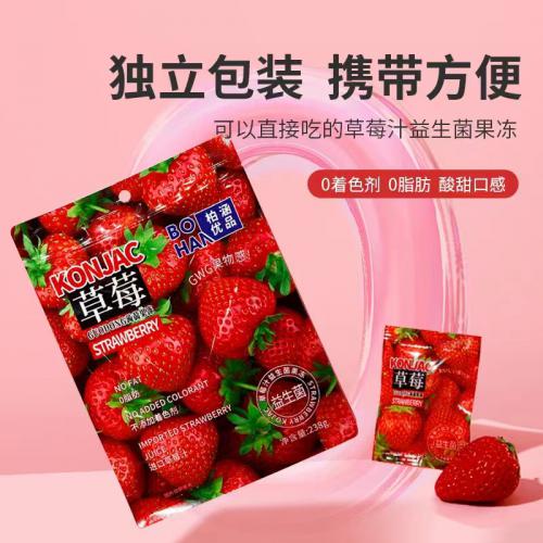 柏涵优品草莓汁益生菌蒟蒻果冻500g*24袋/件